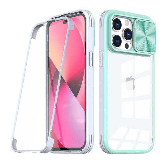 iPhone 12 6.7 Clear Slide Lens Cover Case TPC35 Teal