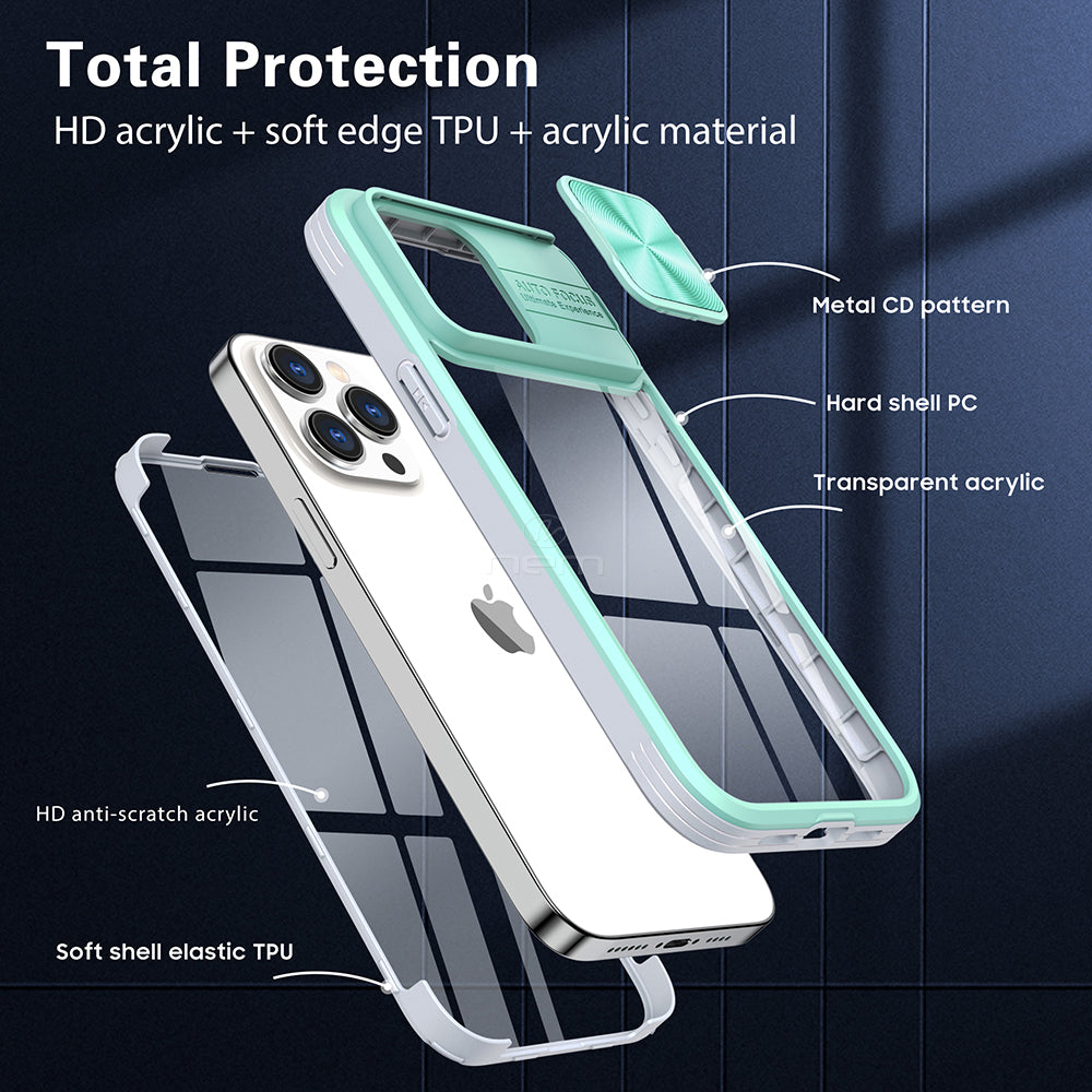 iPhone 12 6.7 Clear Slide Lens Cover Case TPC35 Teal