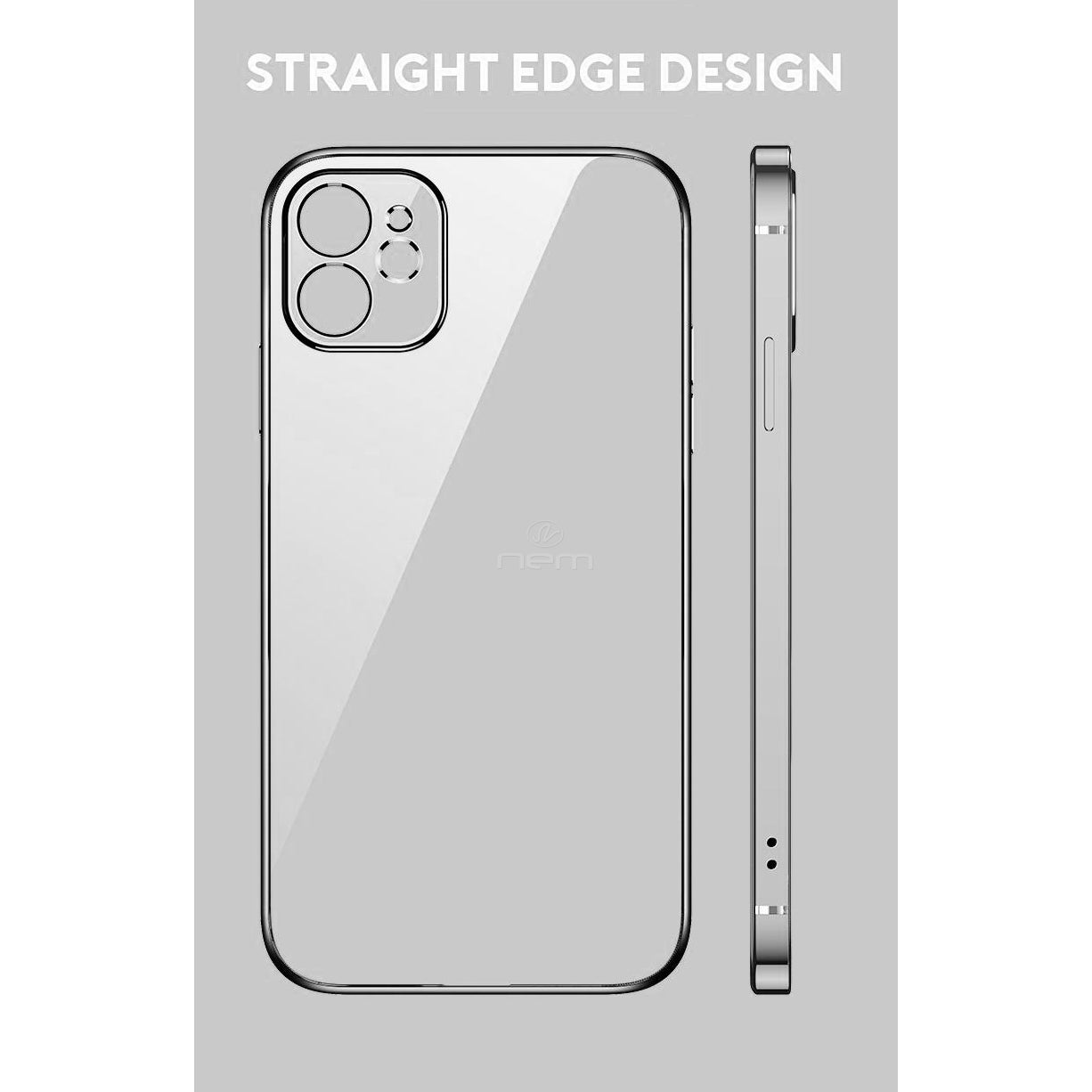 iPhone 12/12 Pro (6.1) Clear Metallic Bumper TPU15 Black