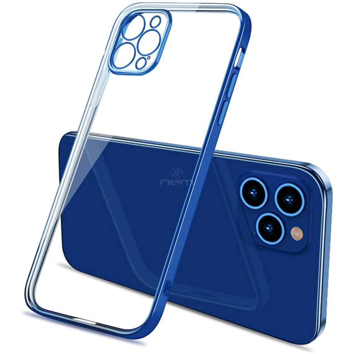 iPhone 12/12 Pro (6.1) Clear Metallic Bumper TPU15 Blue