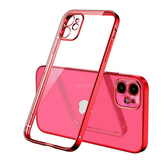 iPhone 12/12 Pro (6.1) Clear Metallic Bumper TPU15 Red