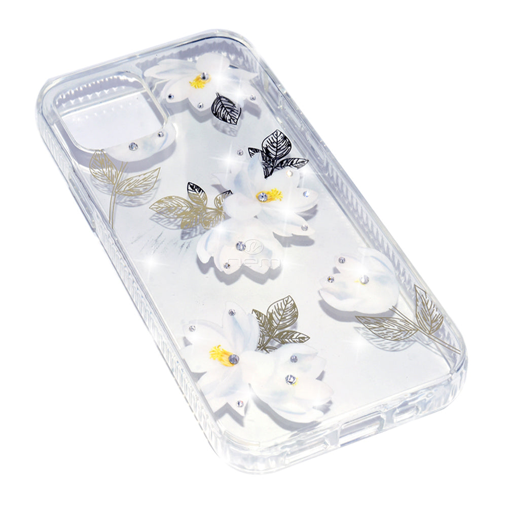 iPhone 12/12 Pro (6.1) Design Diamond TPU16 White Flower