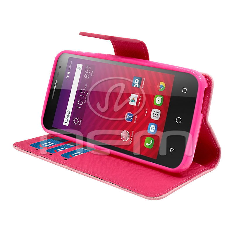 Alcatel OneTouch Elevate 5017 Folio Wallet Case WCFC09 Pink Color