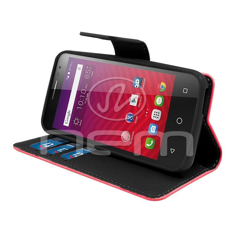 Alcatel OneTouch Elevate 5017 Folio Wallet Case WCFC09 Red Color