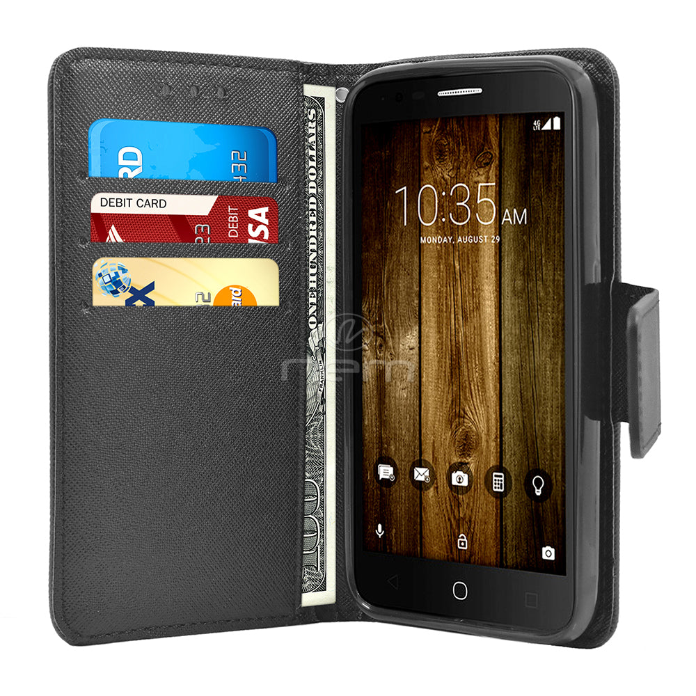 Alcatel Fierce 4/Allura/Pop4+ Folio Wallet Case WCFC09 Black