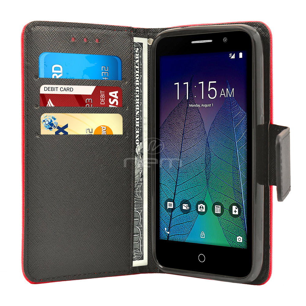 Alcatel Tru/Pop3/5065A Folio Wallet Case WCFC09 Red