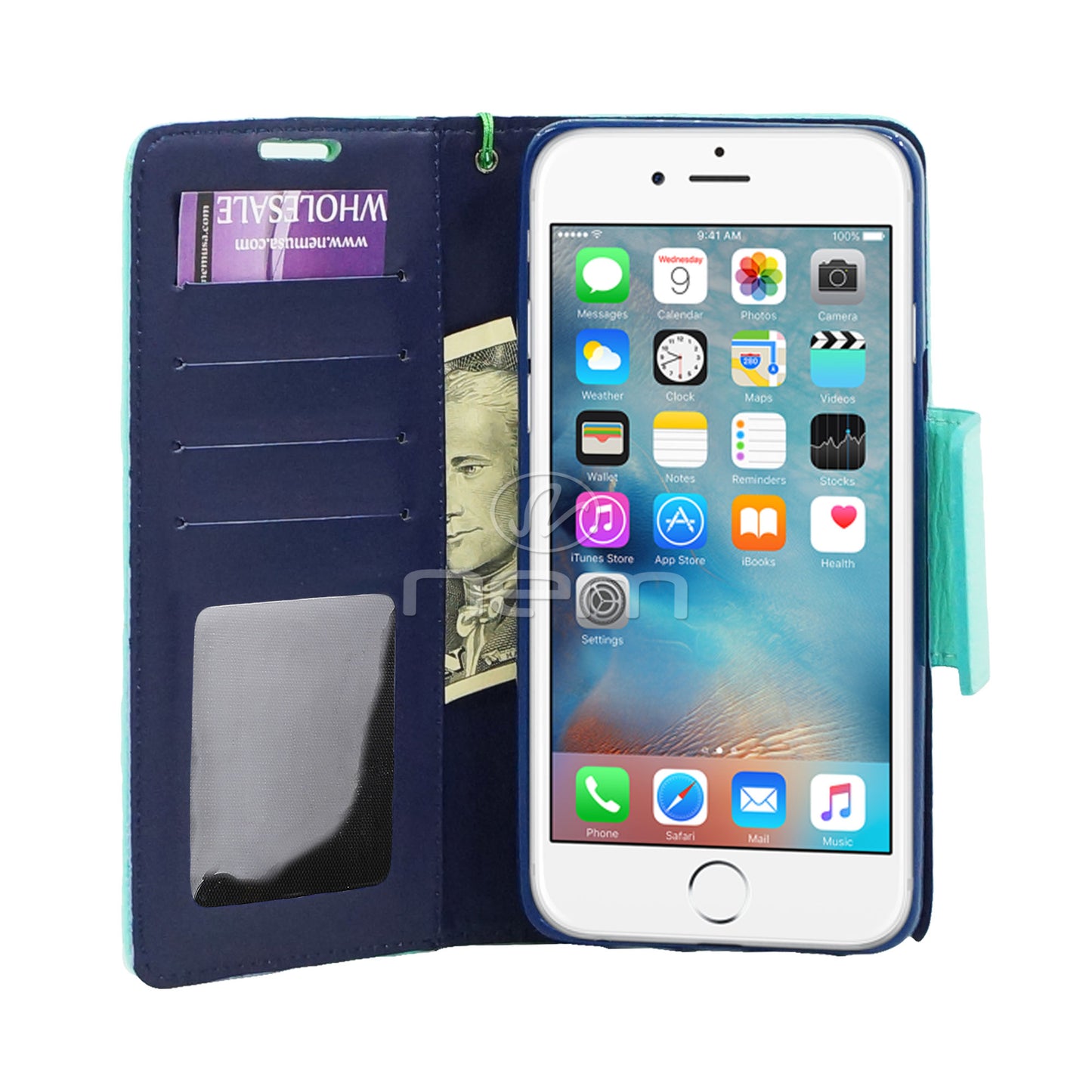 Apple Iphone 6/6S Plus Wallet Case WCFC12 Light Green/Blue