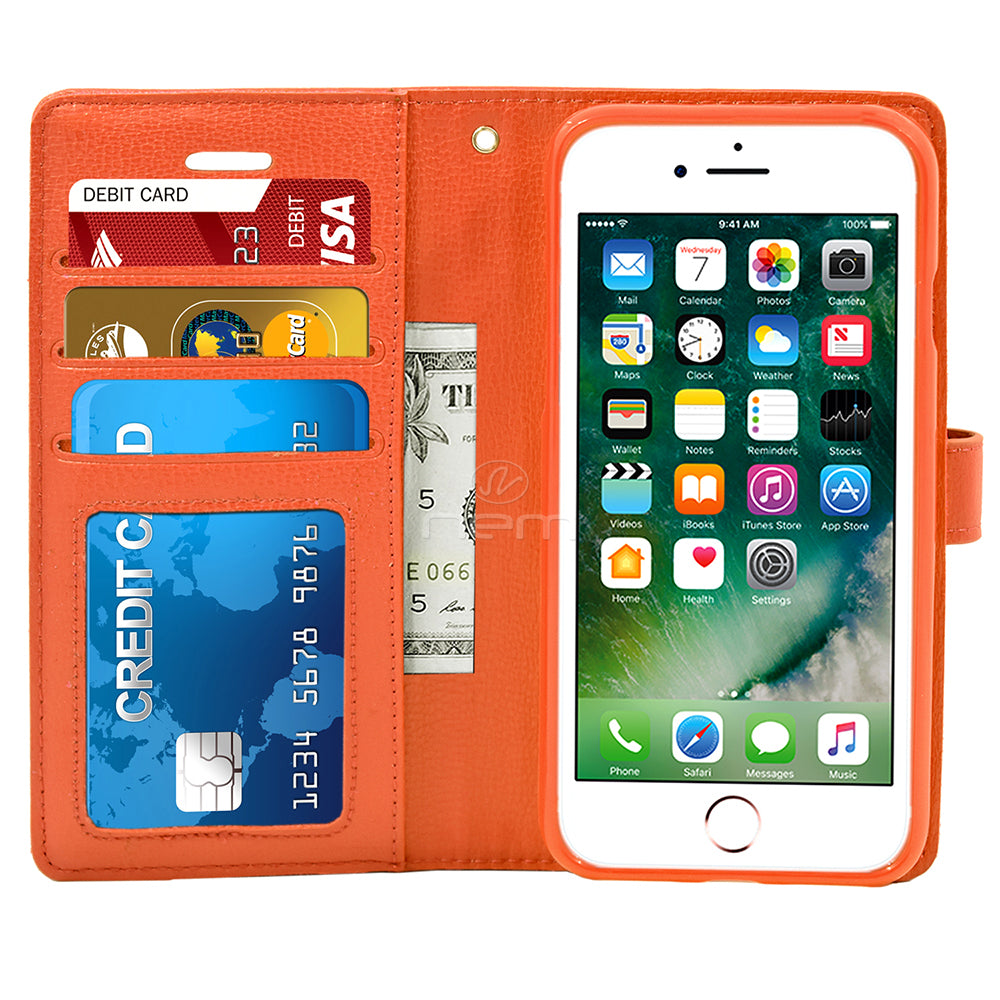 Apple iPhone 7 Leather Wallet Case WCFC12A Orange