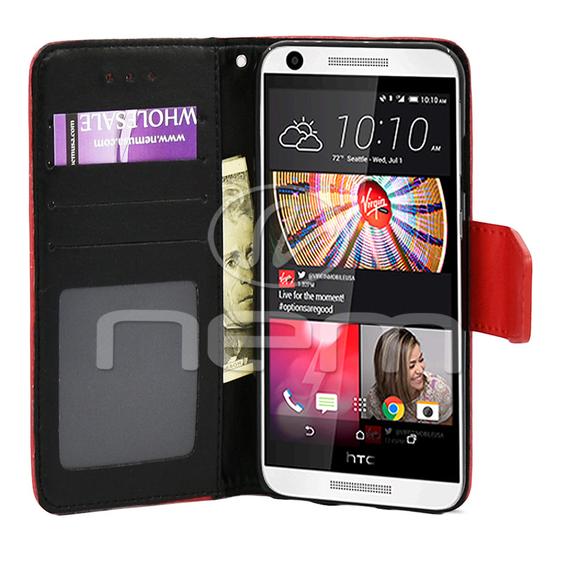 HTC Desire 626S Folio Wallet Case WCFC12C Red/Black Color