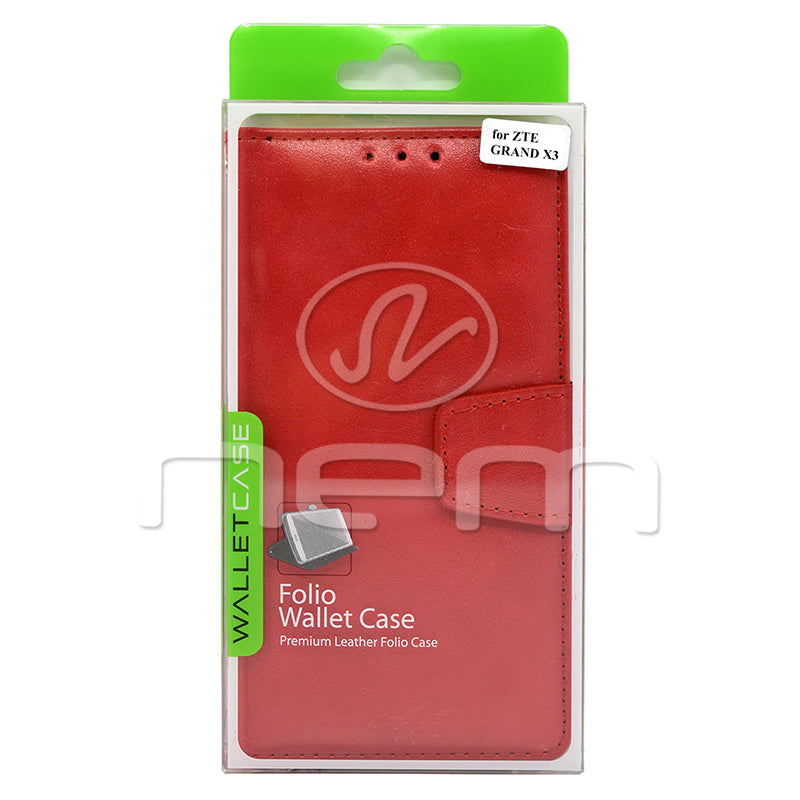 ZTE Grand X3 Folio Wallet Case WCFC12C Red Color