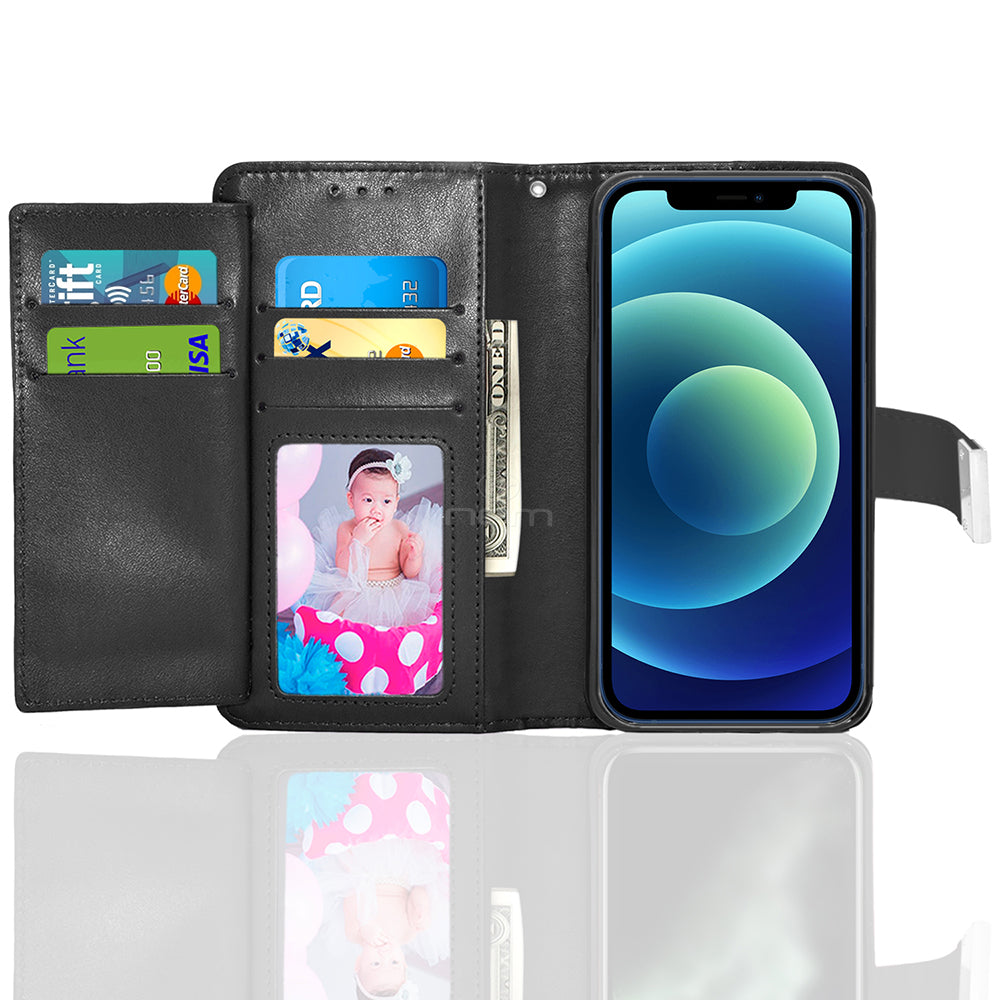 iPhone 12/12 Pro (6.1") Dual Flap Wallet Case WCFC13 Black