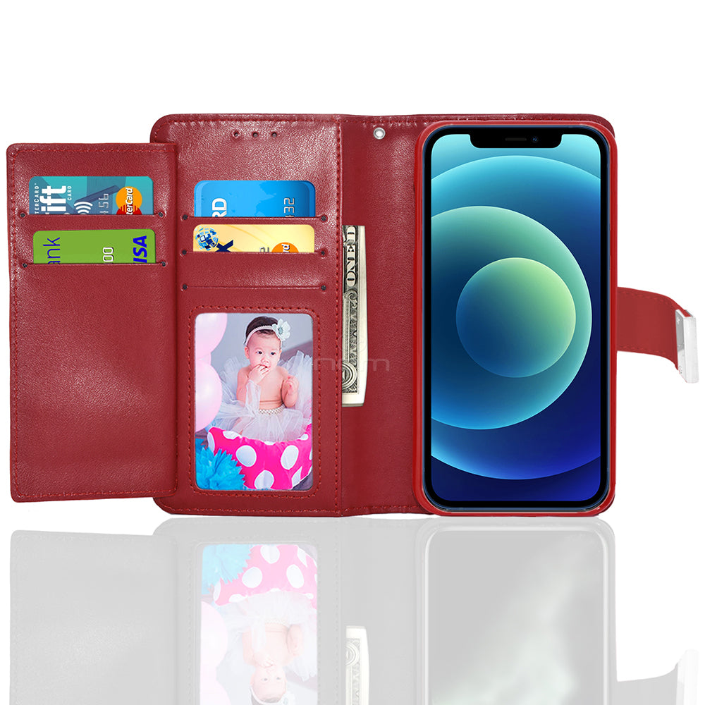 iPhone 12 Pro Max (6.7") Dual Flap Wallet Case WCFC13 Red