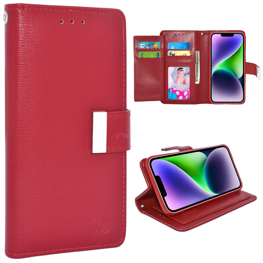 iPhone 14 6.1" Dual Flap Wallet Case WCFC13 Red